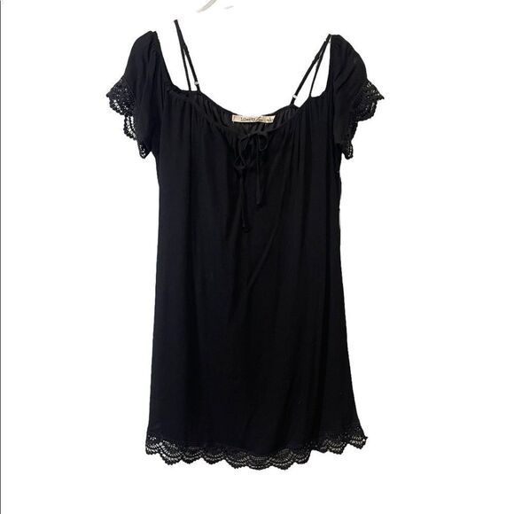 Liberty Love Dress Lace Eylelet Black Size Large - Picture 1 of 5